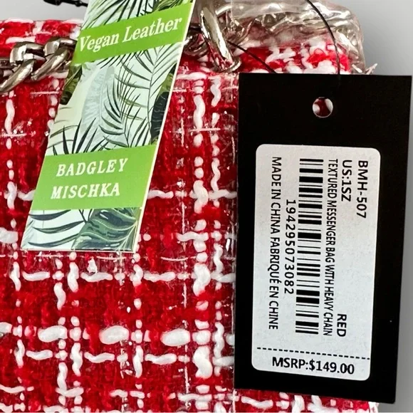 Badgley Mischka Red & White Tweed Crossbody NEW / NWT  (Retail: $149) ✨ - Picture 12 of 17